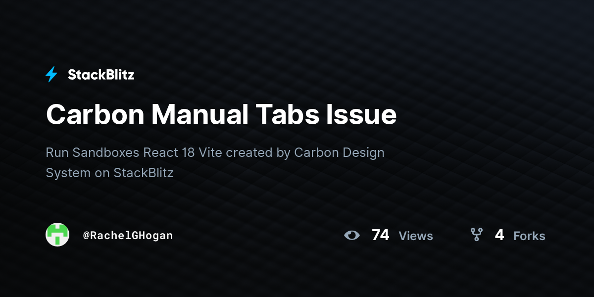 Carbon Manual Tabs Issue - StackBlitz