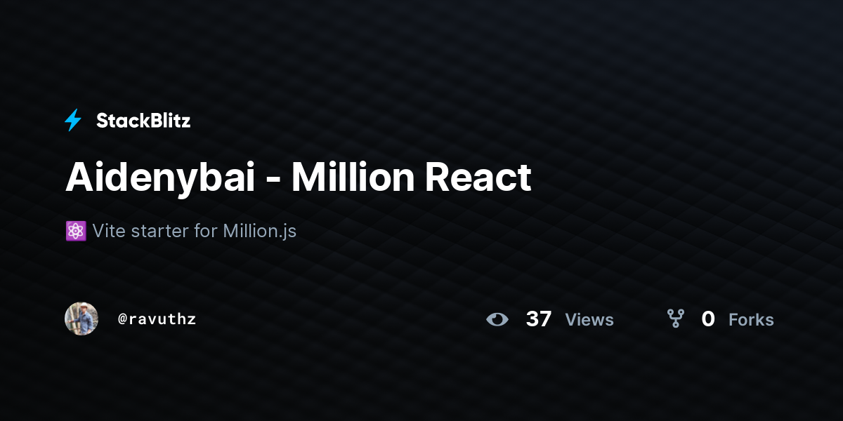 Aidenybai million react stackblitz