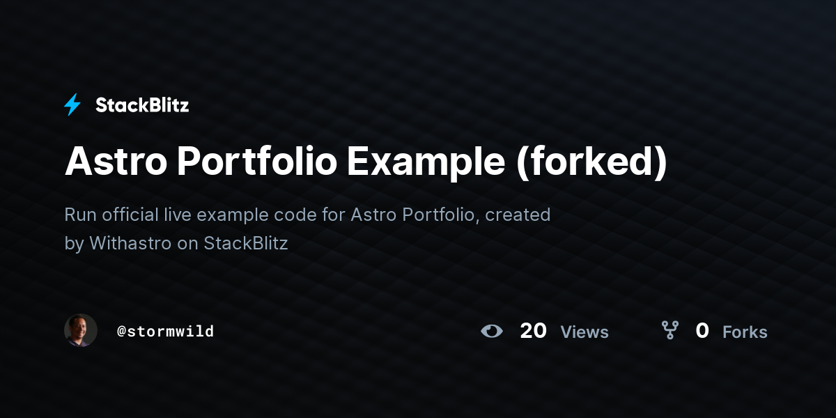 Astro Portfolio Example (forked) - StackBlitz