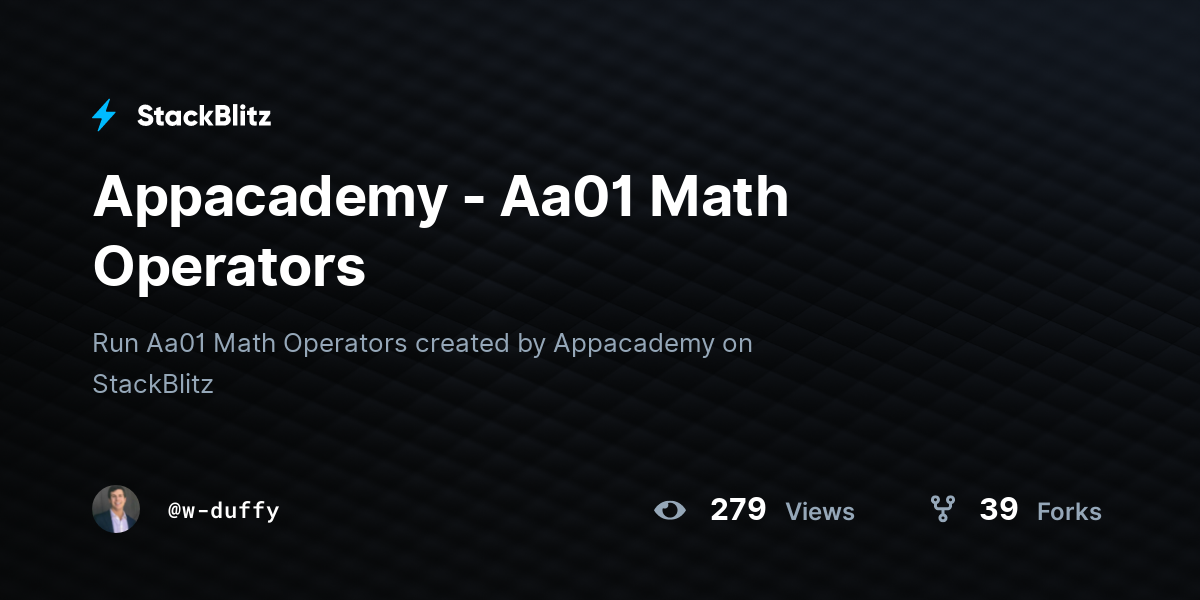 Appacademy - Aa01 Math Operators - StackBlitz
