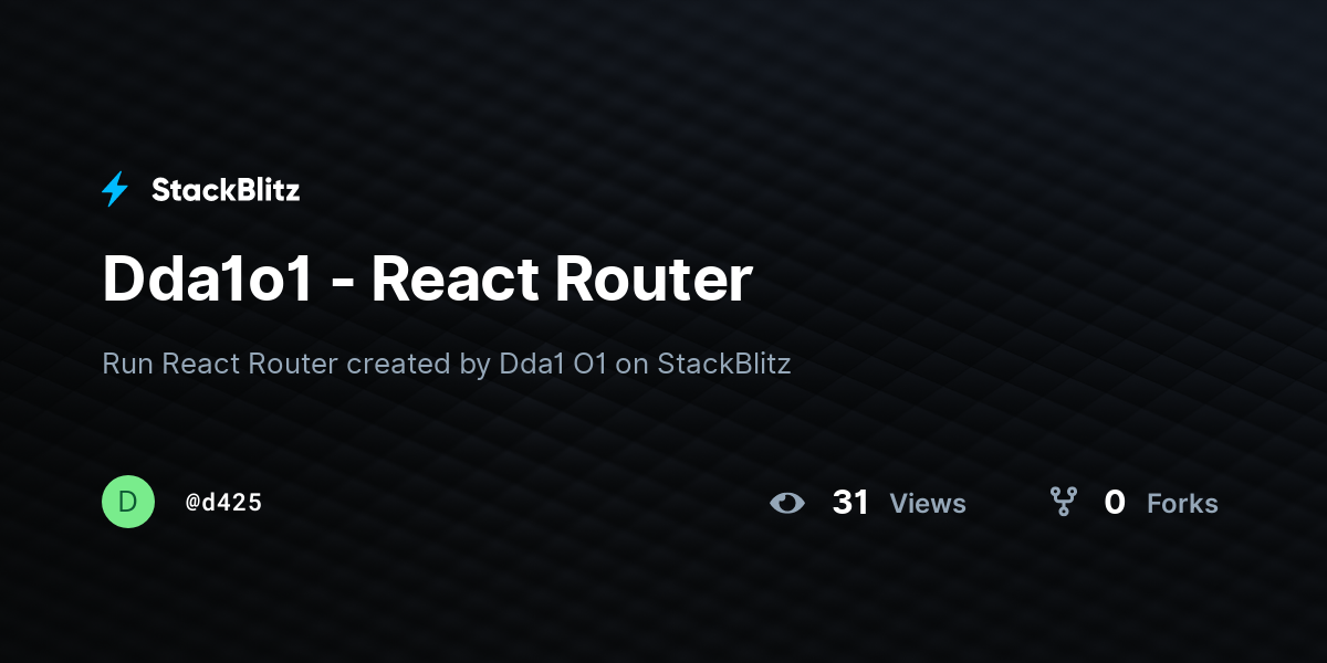 Dda1o1 - React Router - StackBlitz