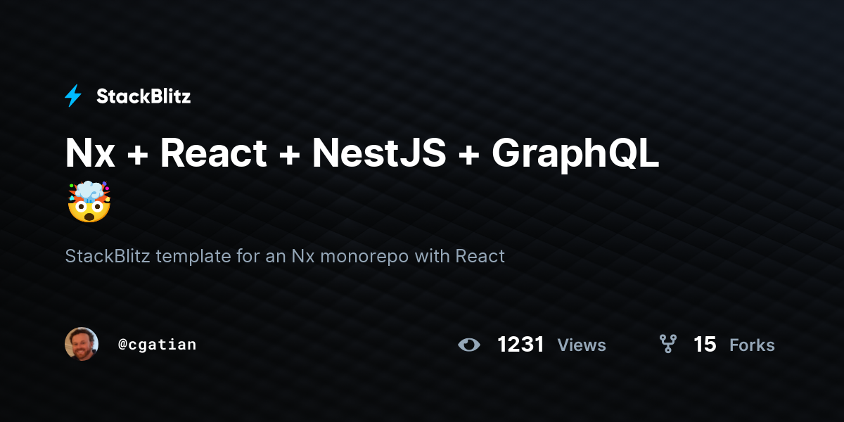 Nx + React + NestJS + GraphQL 🤯 - StackBlitz