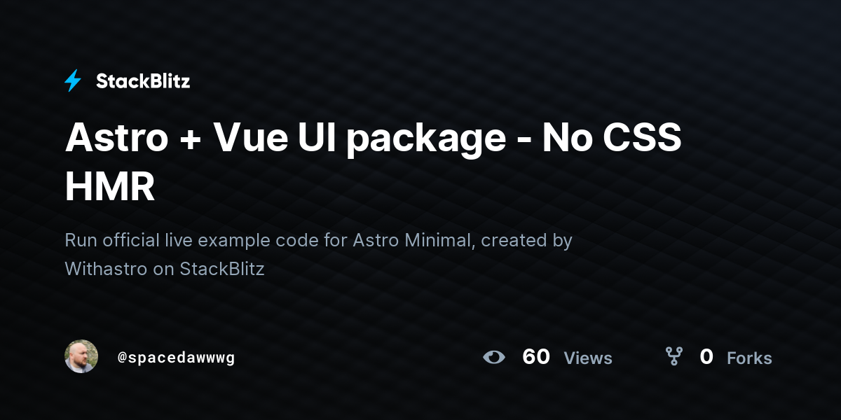 Astro + Vue UI package - No CSS HMR - StackBlitz