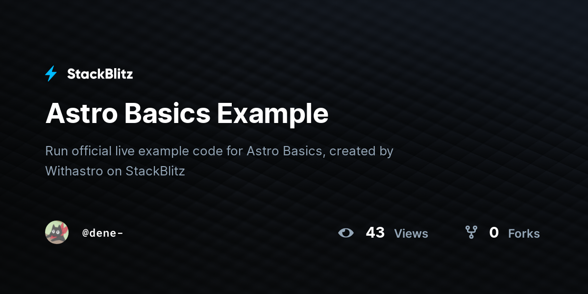 Astro Basics Example - StackBlitz