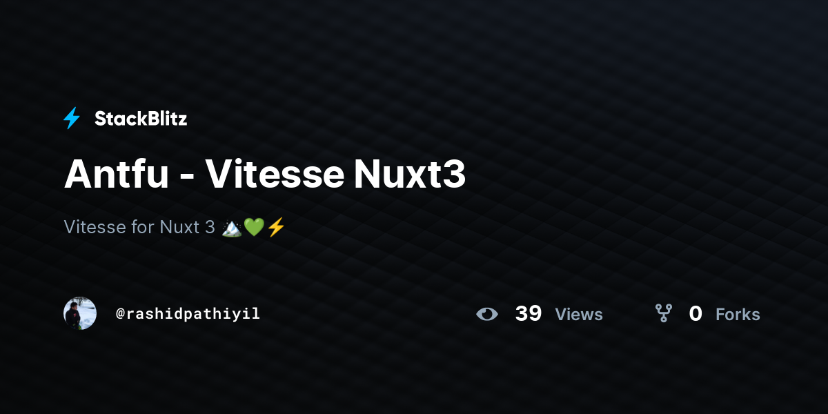 Antfu - Vitesse Nuxt3 - StackBlitz
