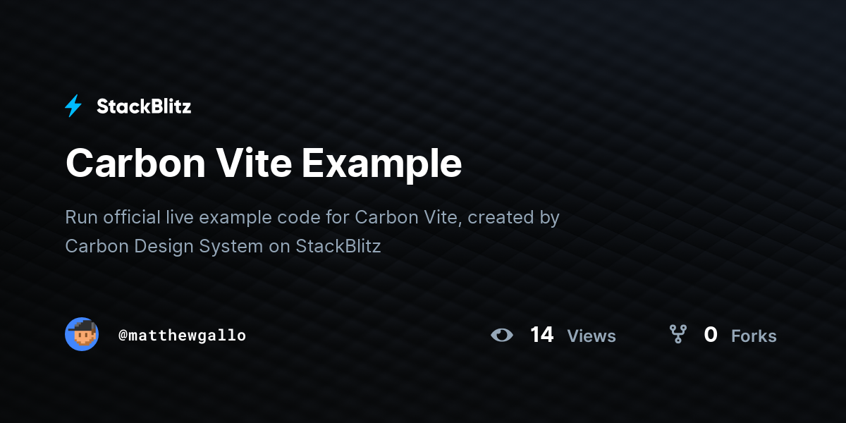Carbon Vite Example - StackBlitz