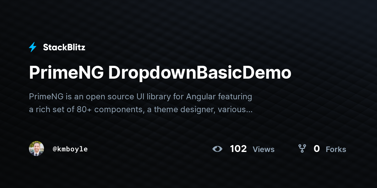 PrimeNG DropdownBasicDemo - StackBlitz