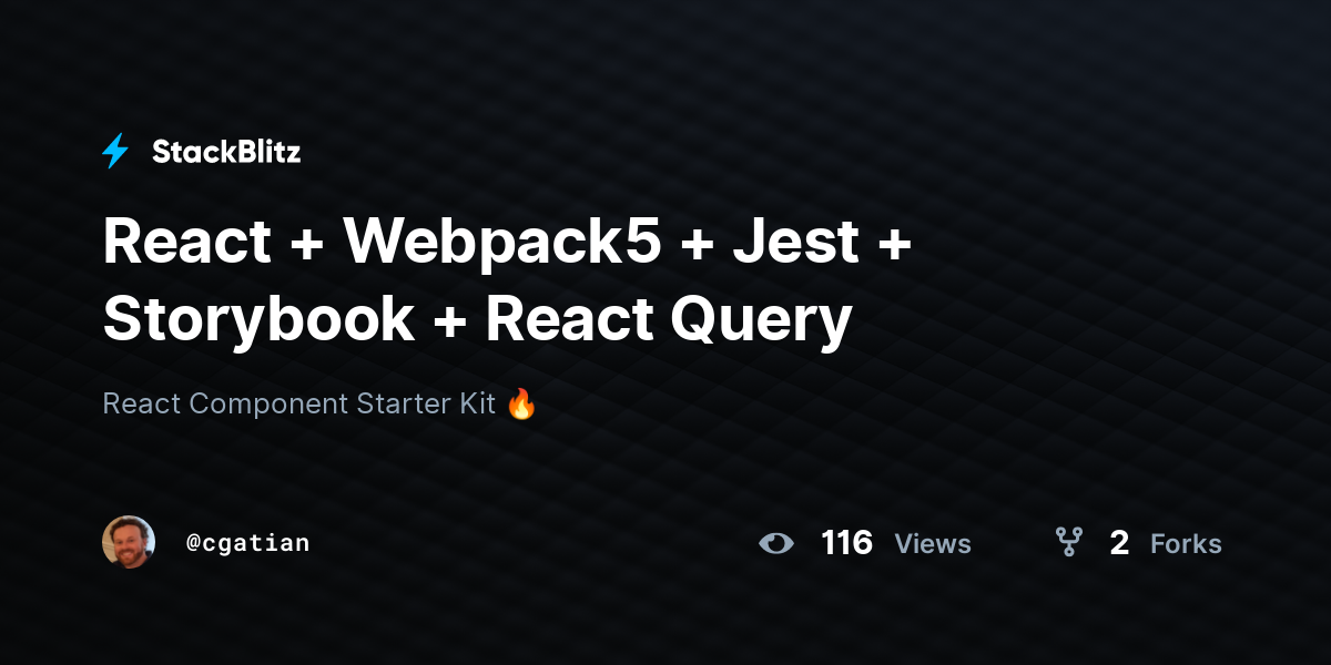 React + Webpack5 + Jest + Storybook + React Query - StackBlitz