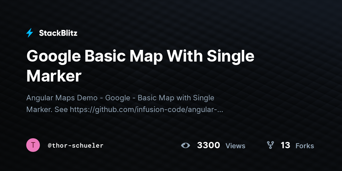 Google Basic Map With Single Marker - StackBlitz