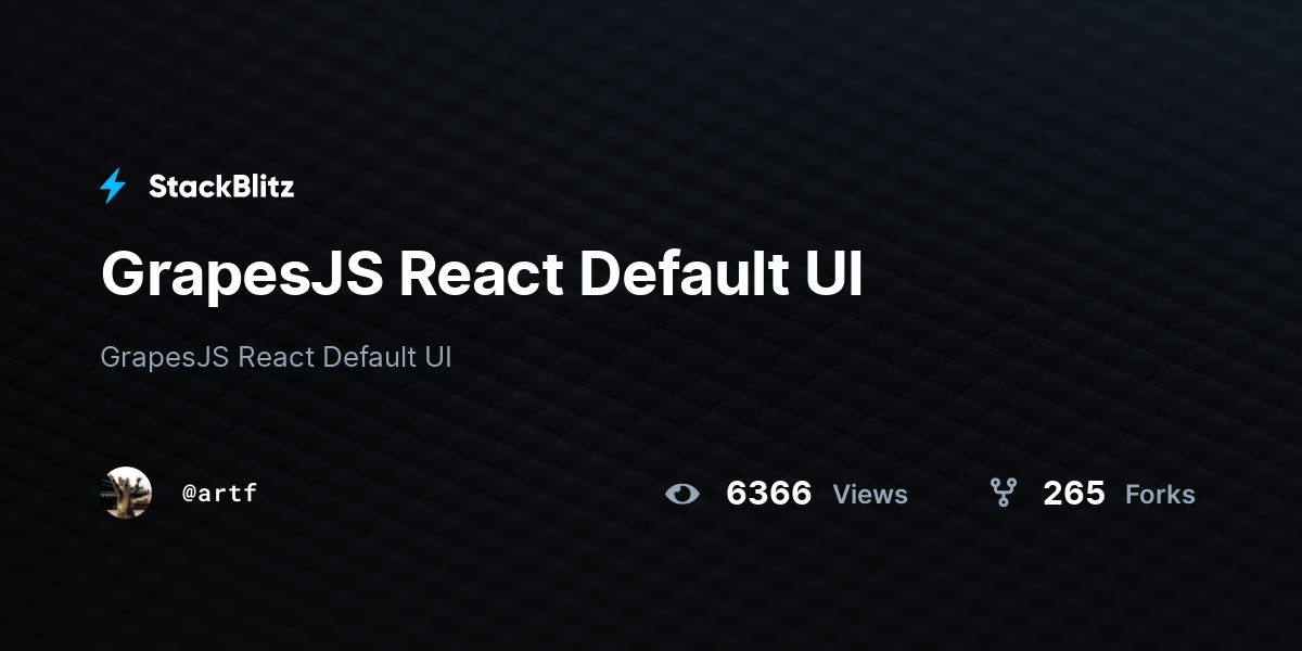 GrapesJS React Default UI - StackBlitz