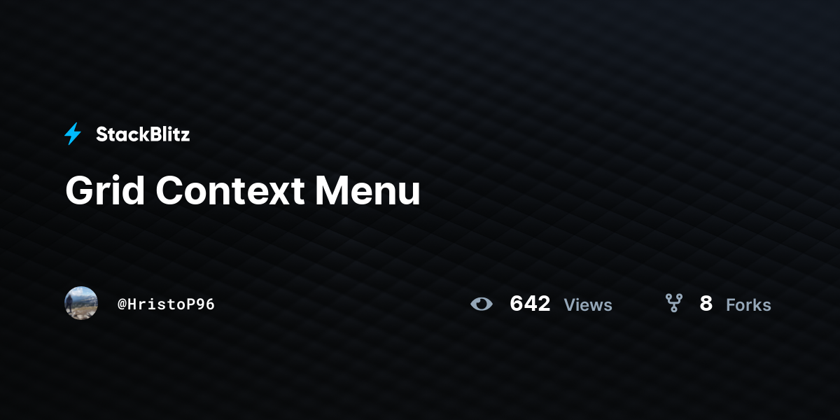 Grid Context Menu - StackBlitz
