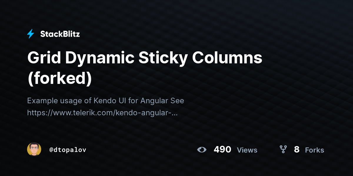Grid Dynamic Sticky Columns (forked) - StackBlitz