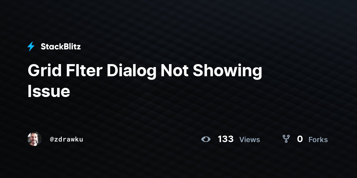 Grid Flter Dialog Not Showing Issue StackBlitz