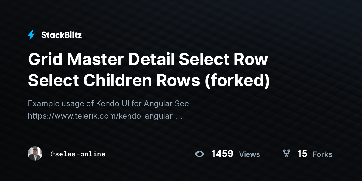 Grid Master Detail Select Row Select Children Rows forked