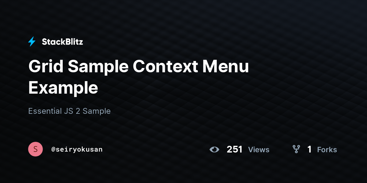 Grid Sample Context Menu Example StackBlitz