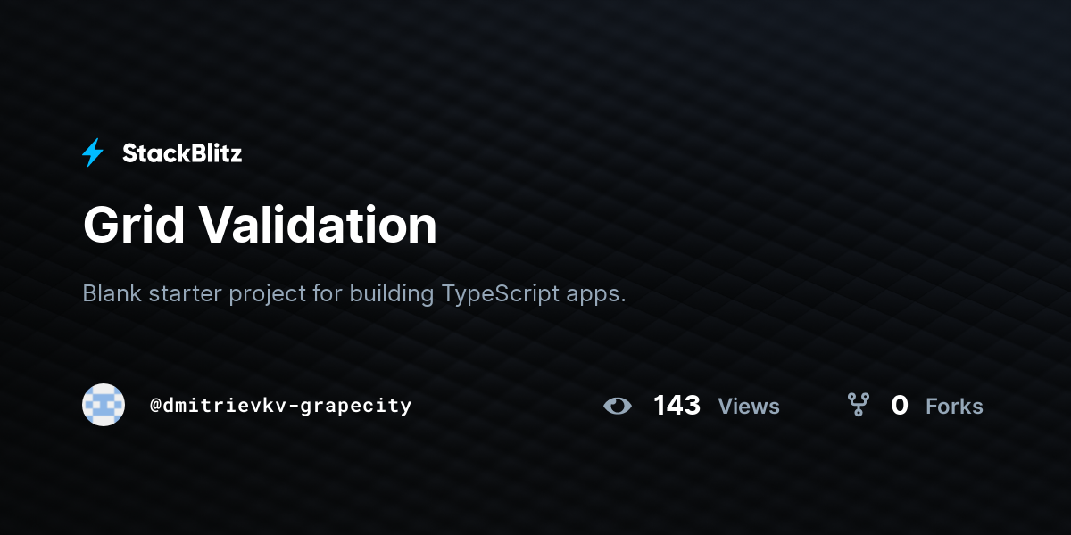 Grid Validation - StackBlitz