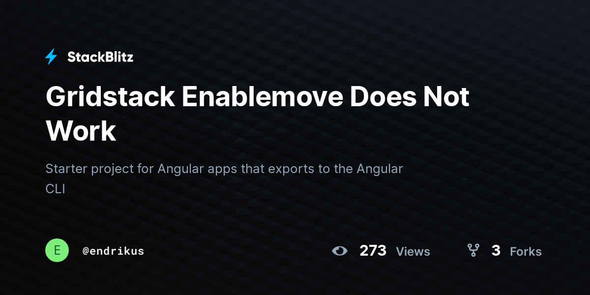 Gridstack Enablemove Does Not Work - StackBlitz