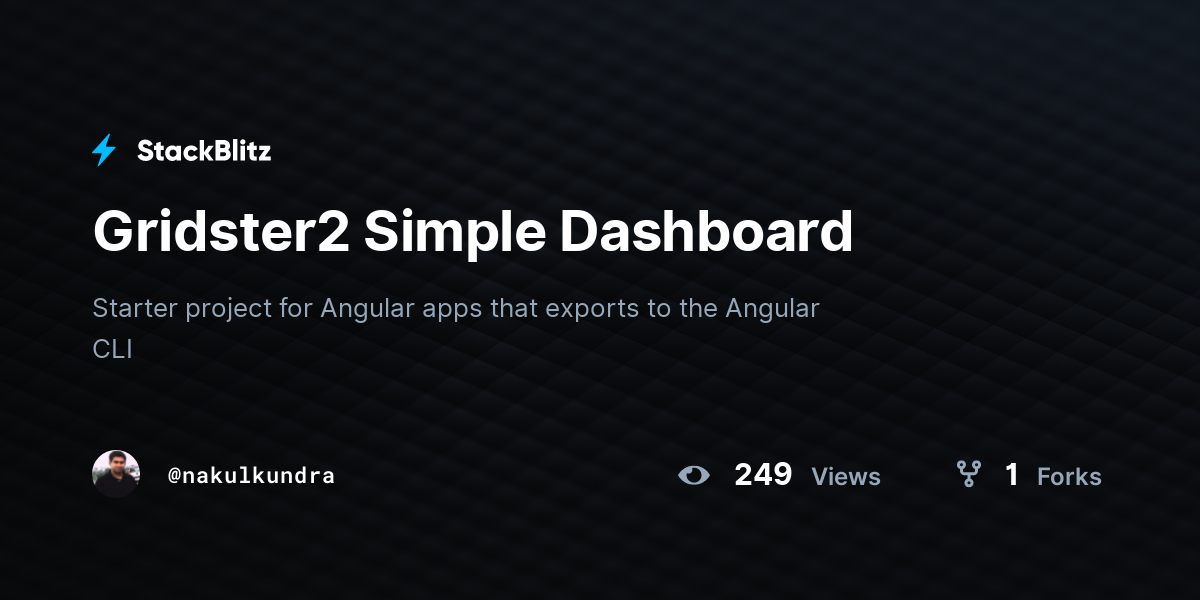 Gridster2 Simple Dashboard - StackBlitz