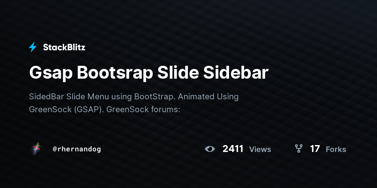 Gsap Bootsrap Slide Sidebar StackBlitz