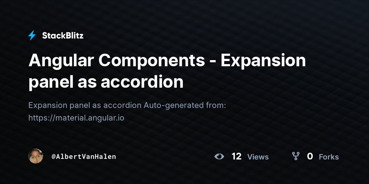 Angular Components - Expansion panel as accordion - StackBlitz