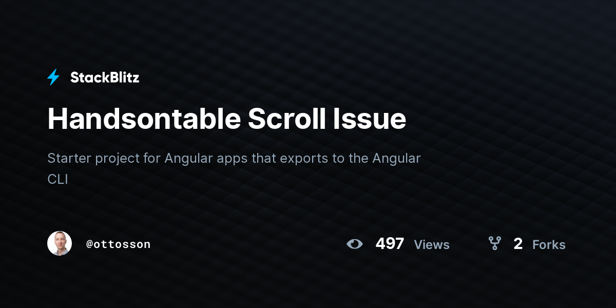 Handsontable Scroll Issue - StackBlitz