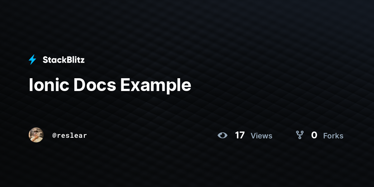 Ionic docs example stackblitz