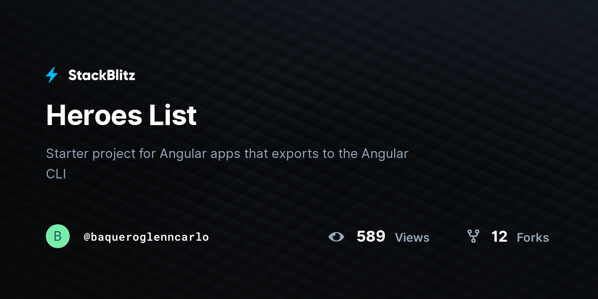 Heroes List - StackBlitz