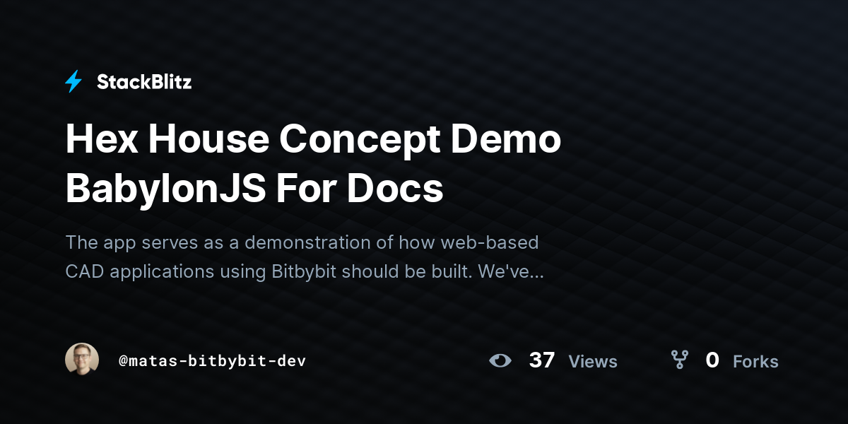 Hex House Concept Demo BabylonJS For Docs - StackBlitz