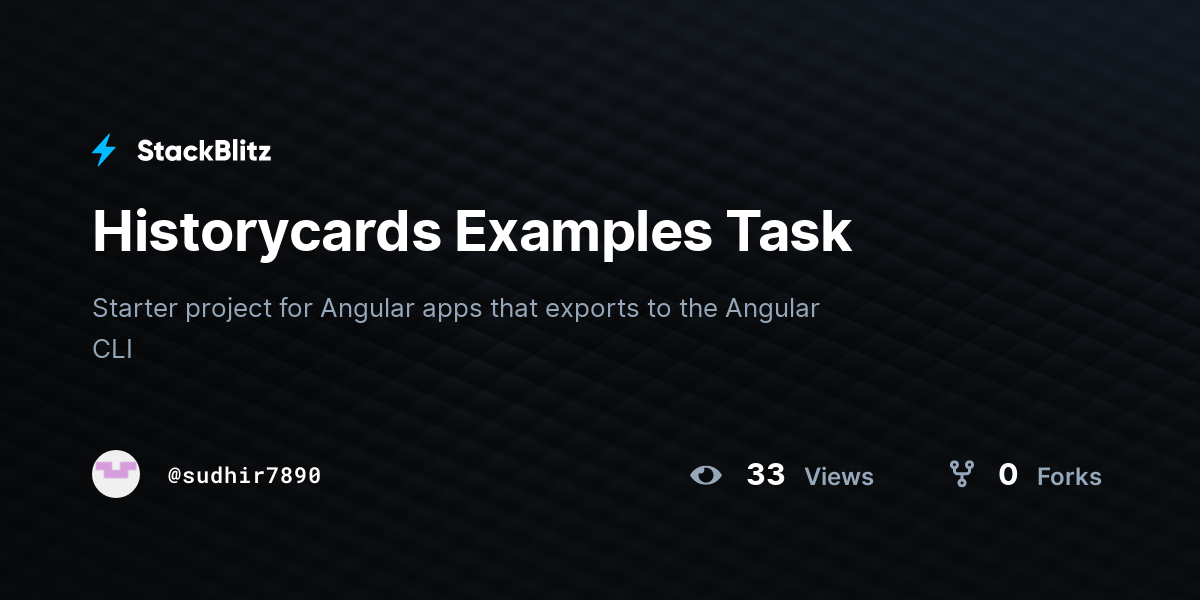 Historycards Examples Task - StackBlitz