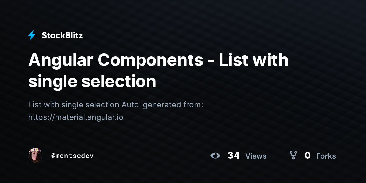 Angular Components - List with single selection - StackBlitz
