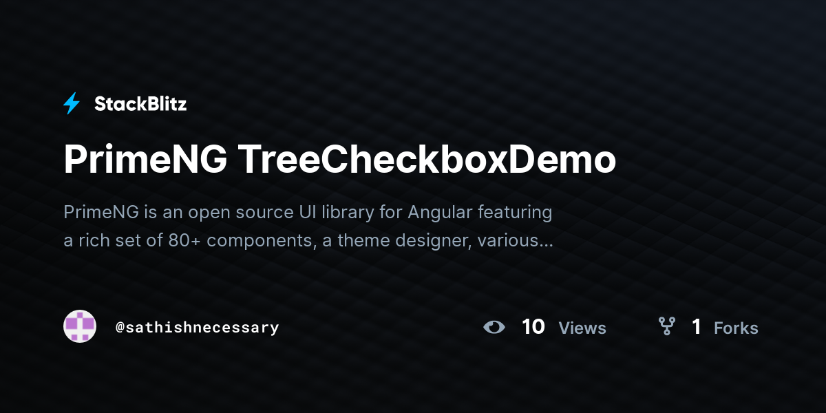 PrimeNG TreeCheckboxDemo - StackBlitz