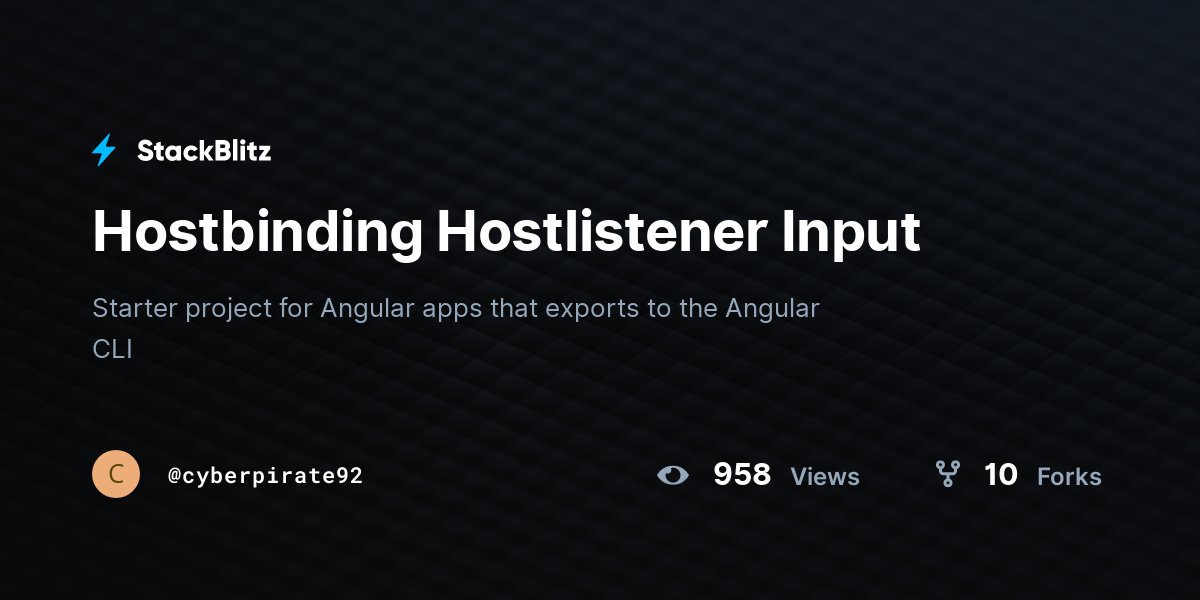 Hostbinding Hostlistener Input - StackBlitz
