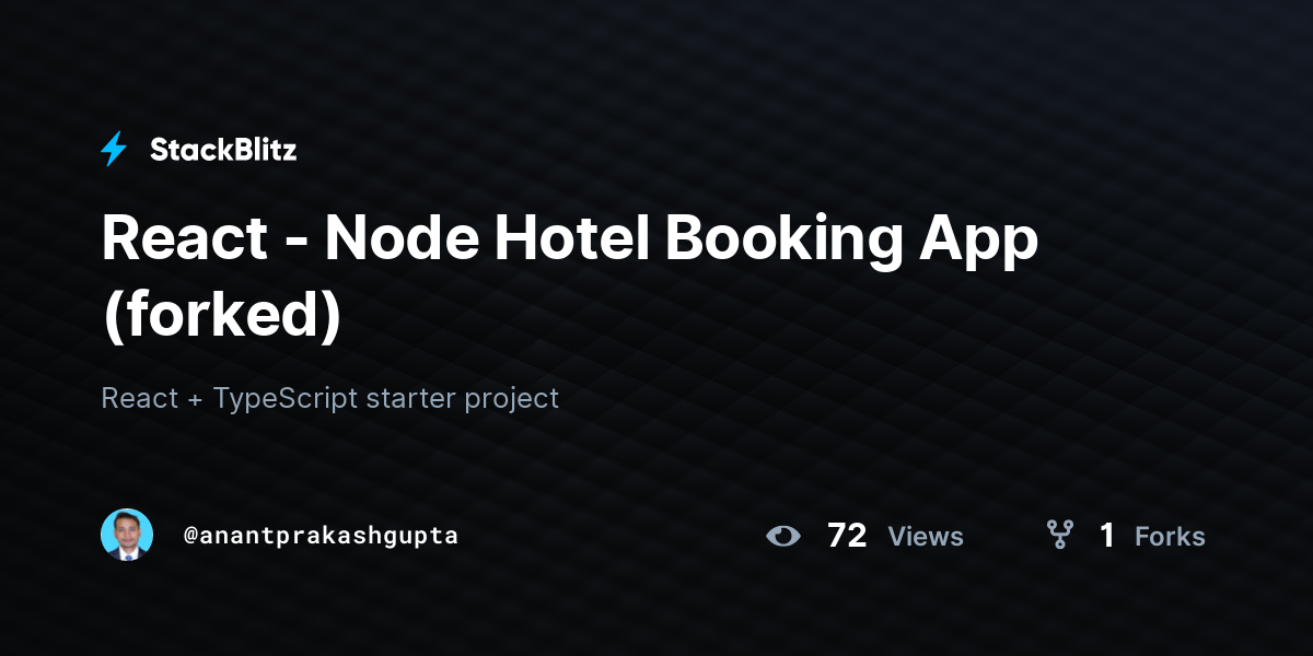 React - Node Hotel Booking App (forked) - StackBlitz