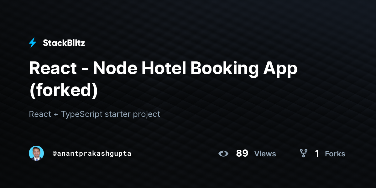 React - Node Hotel Booking App (forked) - StackBlitz