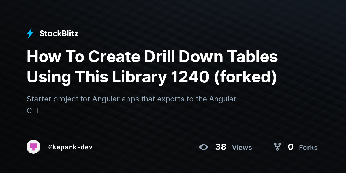 How To Create Drill Down Tables Using This Library 1240 (forked