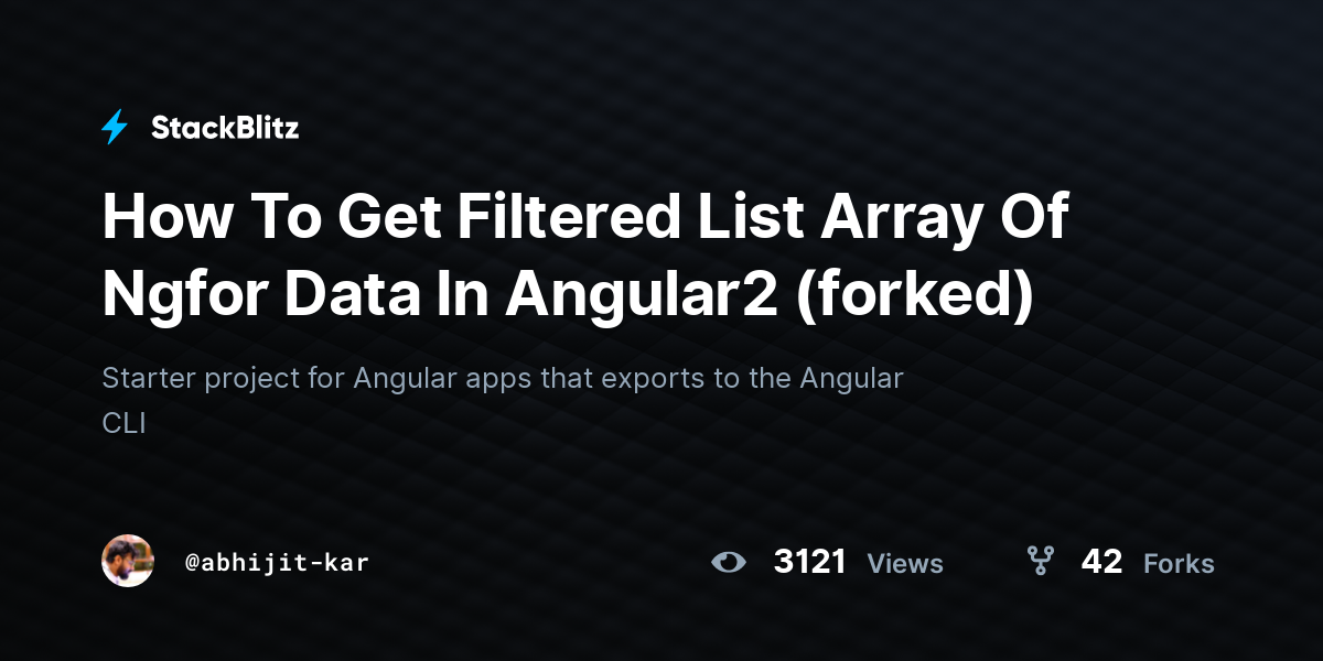How To Get Filtered List Array Of Ngfor Data In Angular2 (forked ...