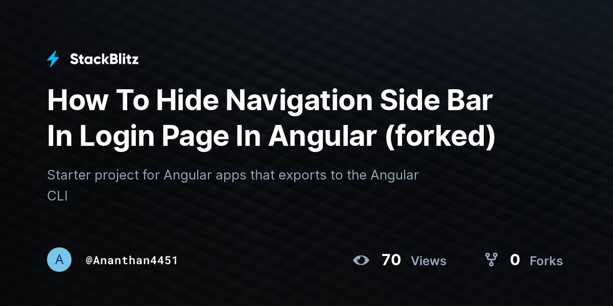 How To Hide Navigation Side Bar In Login Page In Angular (forked ...