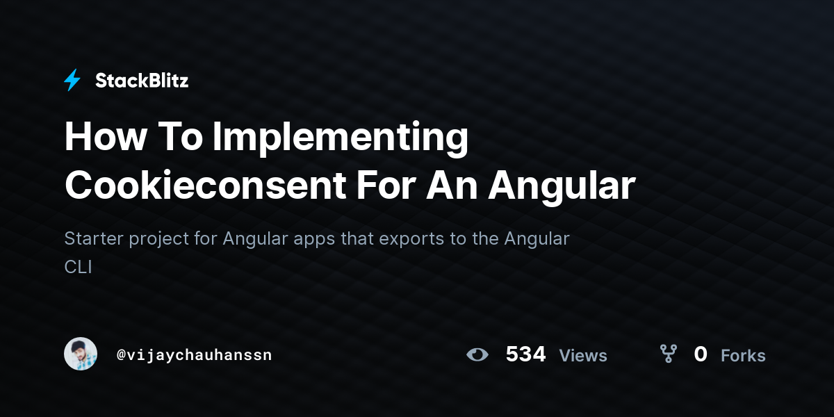 How To Implementing Cookieconsent For An Angular - StackBlitz
