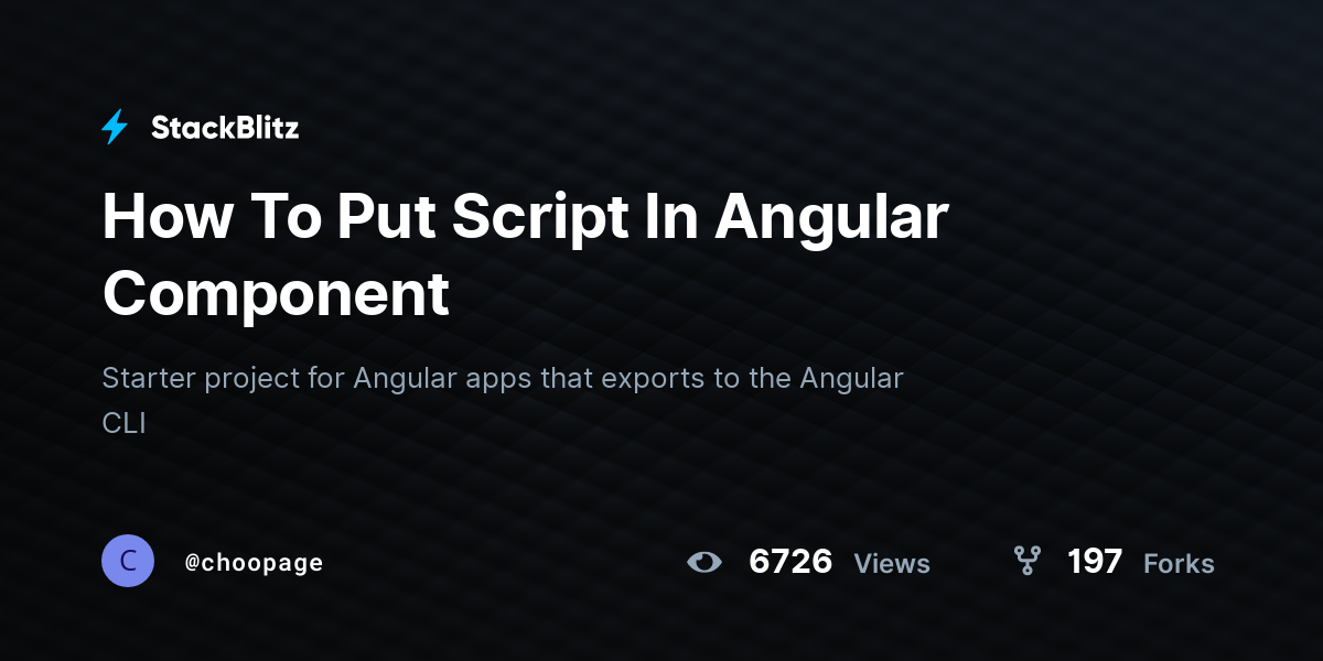 How To Put Script In Angular Component StackBlitz