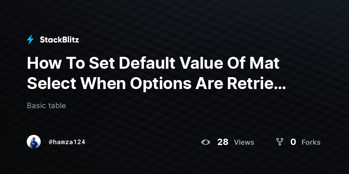 How To Set Default Value Of Mat Select When Options Are Retriev forked