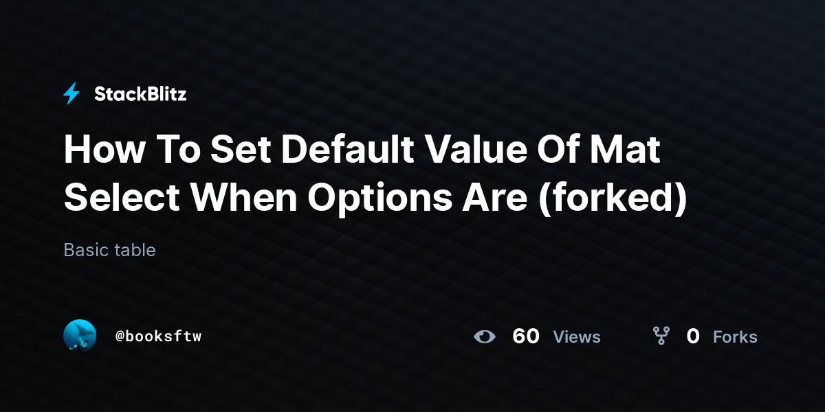 How To Set Default Value Of Mat Select When Options Are (forked ...