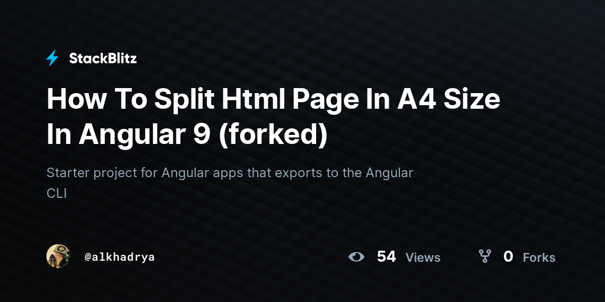 How To Split Html Page In A4 Size In Angular 9 (forked) - StackBlitz
