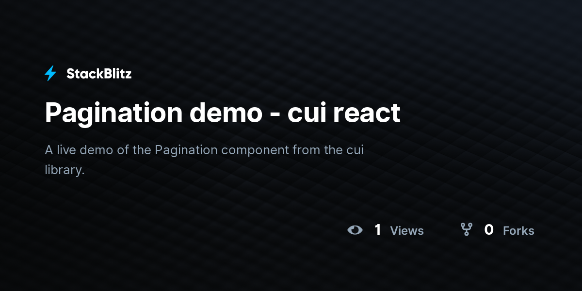 Pagination demo - cui react - StackBlitz