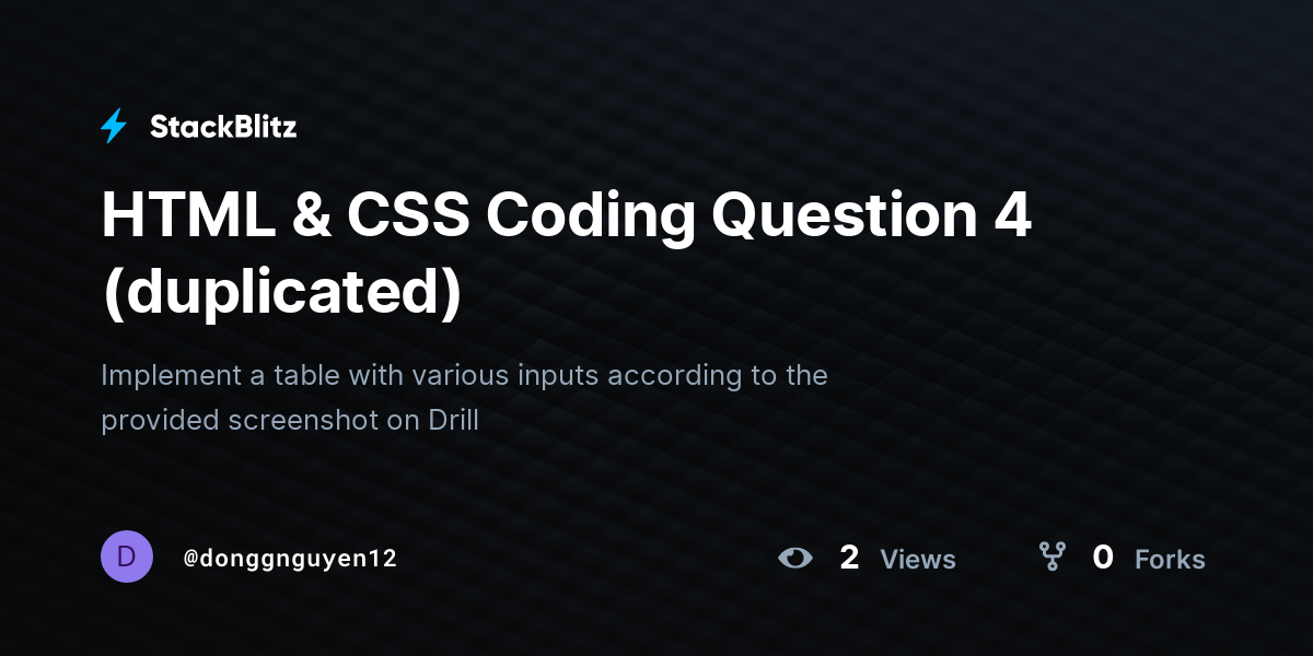 HTML & CSS Coding Question 4 (duplicated) - StackBlitz