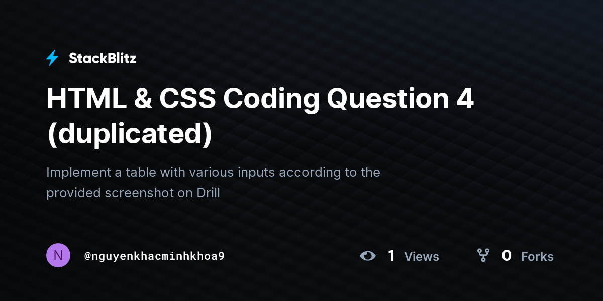 HTML & CSS Coding Question 4 (duplicated) - StackBlitz