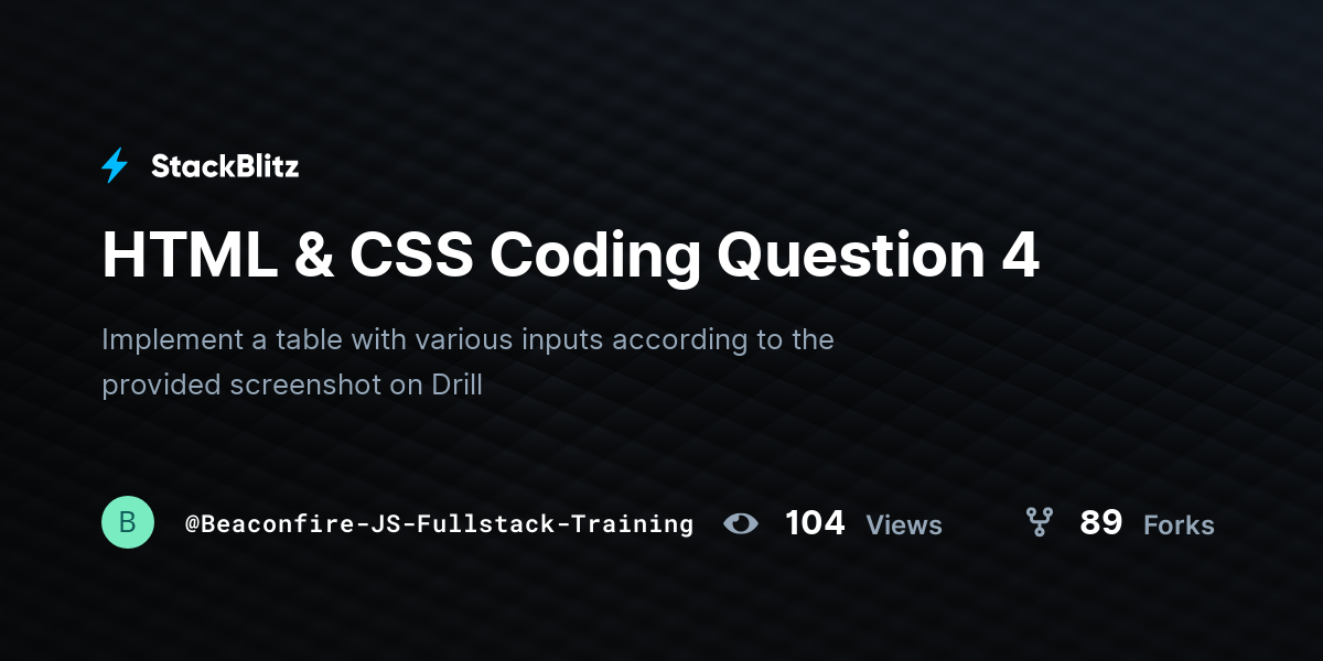 HTML & CSS Coding Question 4 - StackBlitz