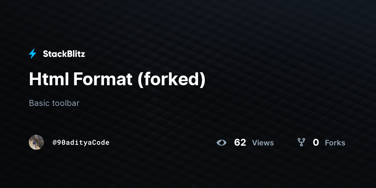 Html format forked stackblitz