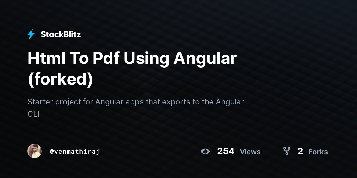 Html To Pdf Using Angular (forked) - StackBlitz