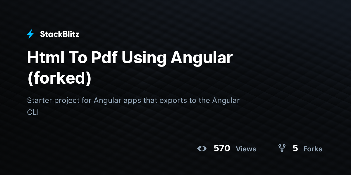 Html To Pdf Using Angular (forked) - StackBlitz