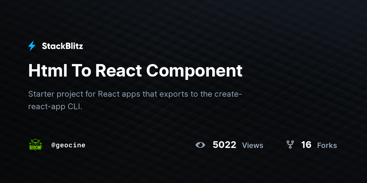 Html To React Component - StackBlitz